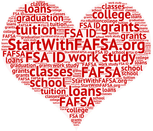 heart with FAFSA related word collage