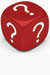red dice with question marks