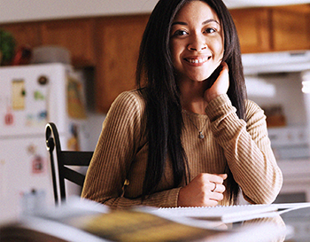 Female student at table